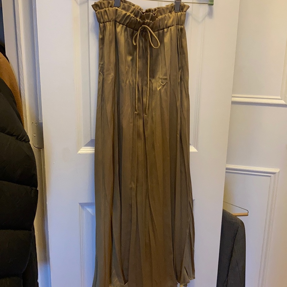 Gold Pleated Maxi Skirt